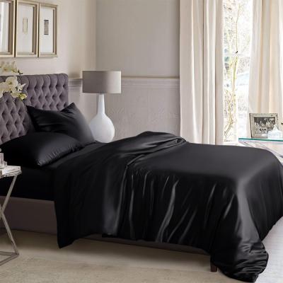 China 100% bedding set, anti-static black mulberry silk color solid color bed sheet set for sale