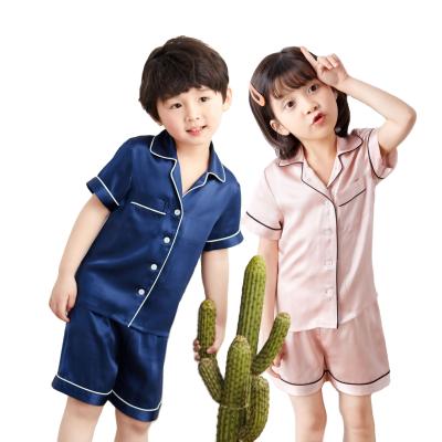 China QUICK DRY 19mm Children's Pajamas Suit Boy/Girl Silk Shorts Shorts Suit for sale