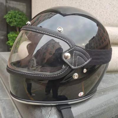 China Motocycle Helmet Retro View Vintage Motorcycle Helmet Wide Lens Visor For Moto Scooter Motorbike Leather Retro Helmet for sale