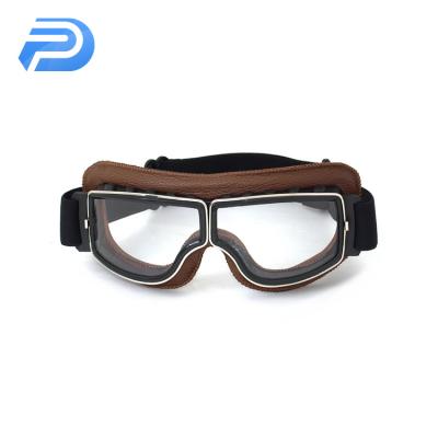 China Retro Vintage Motorcycle Eye Goggles Super Light Clear Goggles Anti Fog CE Anti Sratch for sale