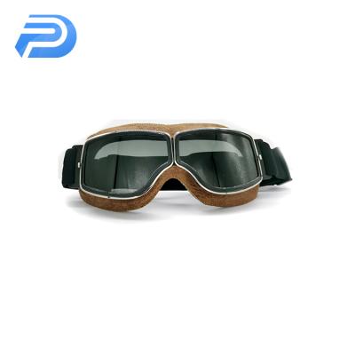 China Retro Super Light Leather Motorcycle Goggles Glasses Vintage Motorcycle Goggles For Sport Cycling Eye Protection for sale