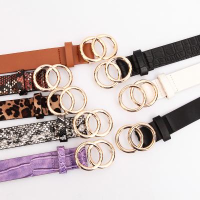 China Fashionable Double Round Cowhide Women's Belt for sale