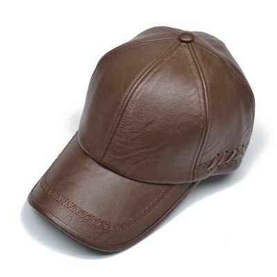 China LUXURY High Quality Leather Hat For Men Solid Winter PU Baseball Hat Brand Snapback Masculino Leather Bone Fitted Hats for sale