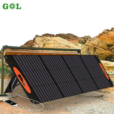 China Outdoor Portable Solar Panel 120w USB Foldable Power Bank Lightweight Foldable Solar Panel 156mmx156mm for sale