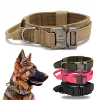 China Outdoor Nylon Pet Collar Quick Release Leash Dog Collar Military Medium Large Training Tactical Dog Collar for sale