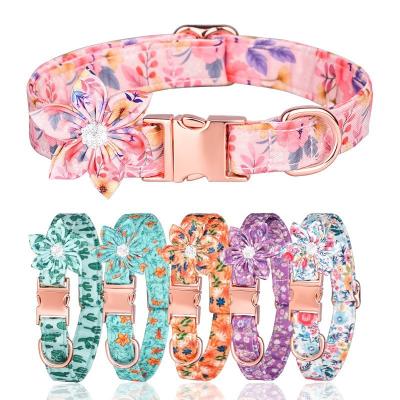 China Quick Release Pet Collar Pure Cotton Cotton Breathable Sunflower Cat and Dog Collar Zou Ju Printed Pet Collar for sale