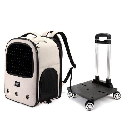 China New Fashion Wholesale Cat Backpack Breathable Multifunctional Stored Bag Cat Light Weight Take Out Trolley Box Pet Trolley Bag for sale