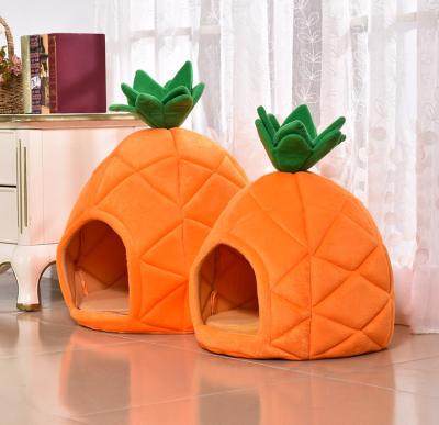 China 2023 Factory New Arrival Breathable Hoopet Plush Pineapple Soft Comfortable Warm Soft Dog Cat Cave Bed House for sale