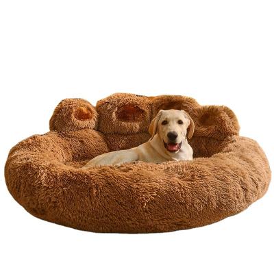 China Manufacturer Wholesale Custom 2023 Warm Luxury Plush Donut Pet Bed Dog Beds Large Round Washable Dog Beds For Dogs for sale