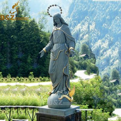 China Hot Sale Europe Large Popular Outdoor Decoration Statues Standing Virgin Mary Religious Bronze Religious Medjugorje for sale