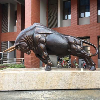 China Outdoor Bronze Bull Sculpture Europe Large Park Decoration Outdoor Life Size Animal Statue for sale