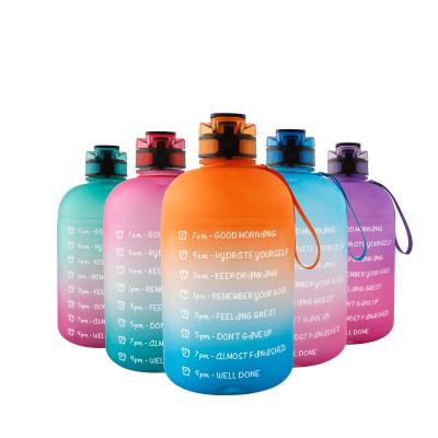 China Viable Space Outdoor Cup Gym Gradient Gallon Water Bottle Food Grade Large Capacity 3.78L 2.2L Outdoor Water Bottle Sports Drink Jug for sale