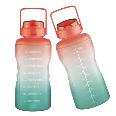 China Sustainable 2L Water Bottle Time Scale Kettle With Handle Large Capacity Outdoor Fitness Gym Training Running Sports Encourages Drink Cup for sale