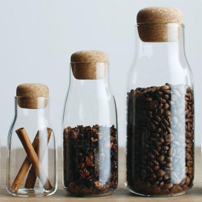 China Wholesale New Design Viable Storage Glass Jar With Cork Clear Glass Coffee /Tea/Flower Wooden Cover Empty Lid 150ML Spice Jar Bottle for sale