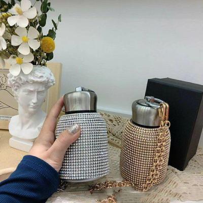 China Diamond Stainless Steel High End Celebrity Vacuum Insulated Rhinestone Bottle Insulated Rhinestone Bottle Sparkle Viable Party Bling Diamond Water Bottle for sale