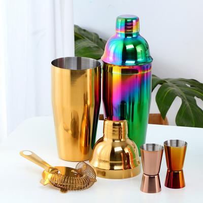 China Stainless Steel Laser Customized Stainless Steel Martini Bartender Kit Bar Set Rose Gold Viable Bars Stainless Steel Shaker Set Cocktail for sale