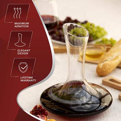 China 1500ml Christmas Gift Crystal Carafe Red Wine Aerator New Wine Hand Held Whiskey Wine Decanter Swollen Luxury Lead Free Swelling Manual Grinding And Polishing Whiskey Wine Decanter for sale