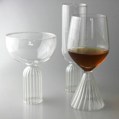 China European Home Simple Transparent Champagne Cocktail Glass Decoration Vertical Wine Goblet Ins Red Wine Champagne Viable Design Horn for sale