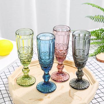 China Can be customized creative wedding Champagne Glass of European wine glass cup color glass wine cup vintage style wine goblets accessories for sale