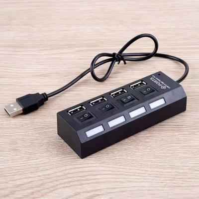 China USB 2.0 Port 4 Hub With Separate Switch 4 Port Splitter Black And White USB Hub 10.5*3.5*2.2cm for sale