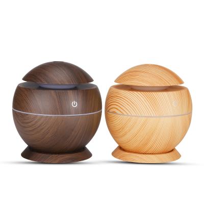 China Dark Wood Grain Light Wood Grain Vissko Prevent Dry Spherical Wood Humidor Led Light Humidifier for sale