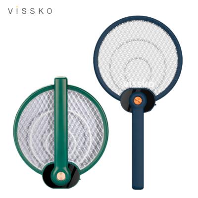 China 2021 New Vissko Electric Fly Swatter Mosquito Trap Lamp Viable Foldable Rechargeable Electric Mosquito Swatter for sale