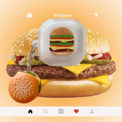 China Fanshion New Transparent Creative Hamburger 3D Earphone Cover For Samsung Galaxy Buds Live/Pro Wireless Earphone Case for sale