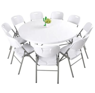 China Easy Carry / Half Storage Space Small Round 10 Seater Folding Portable Plastic Table And Chair For Outdoor for sale