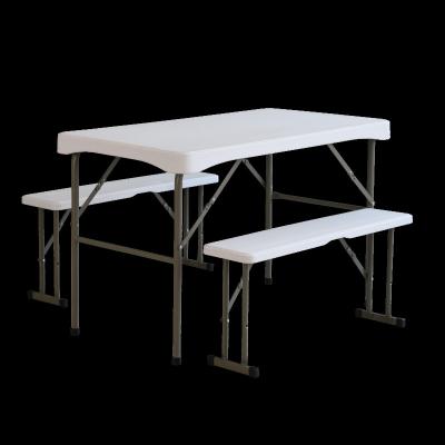 China Easy transport/outdoor plastic folding high quality small white storage space tables dining plastic table and bench set for sale