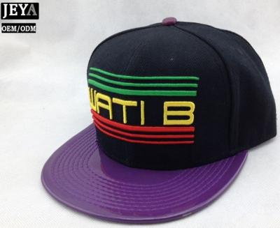 China Hip Hop Baseball Caps JOINT Purple Leather Brim Bill Luminous Colorful Flat Baseball Cap for sale