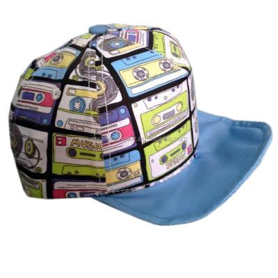 China JOINT Hat 5 Panel Cartoon Screen Printing Children Canvas Peaked Cap Irregular Visor Hat for sale