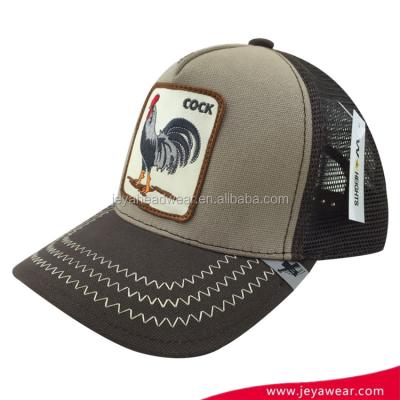 China COMMON Best Selling Good Quality Customized Mesh Trucker Cap Plain Baseball Snapback 5 Panel Hat With Rooster Logo for sale