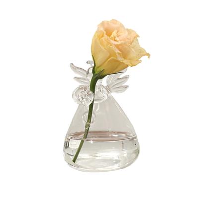 China Contemporary Angel Flower Glass Vase, Glass Vase For Christmas Gift, Glass Vase Flower Plant Pot Container for sale