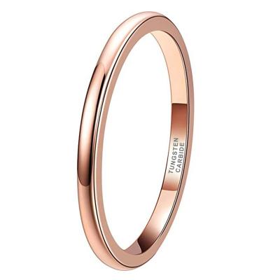 China CLASSIC 2mm Fashion Jewelry Wholesale Engagement Band Polish Stackable Ring Rose Gold Plated Tungsten Wedding Dropshipping For Men Women for sale