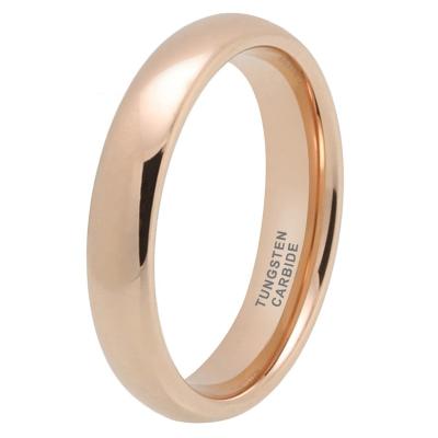 China Wholesale Dropshipping CLASSIC 4mm Domed Fashion Jewelry Polished Rose Gold Tungsten Engagement Wedding Ring For Women Men for sale