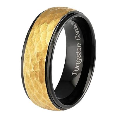 China Wholesale Dropshipping CLASSIC 8mm Fashion Jewelry Dome Band Hammered Color Men Ring Women Tungsten Wedding Ring Brushed Finish Gold for sale