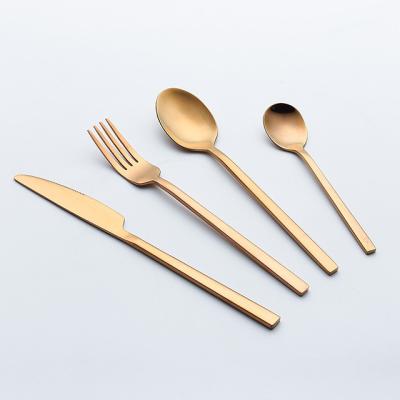 China Sustainable High End Flatware Wedding Cutlery Set Knife Fork Spoon Set Copper Flatware for sale