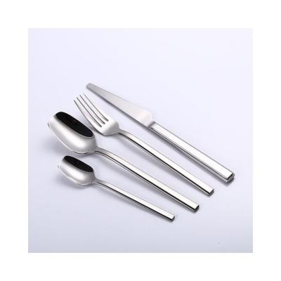 China Sustainable Stainless Steel Cutlery Set Customized Stainless Steel Flatware Set With Logo Spoons Fork Knives Silver Flatware for sale