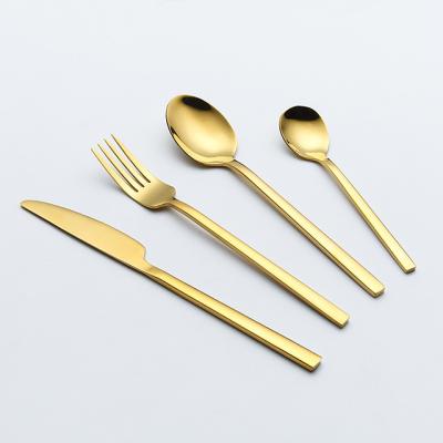 China Viable Wedding Gold Cutlery Set Spoons Forks Knives Stainless Steel Gold Flatware Set Gold Spoon Silverware for sale