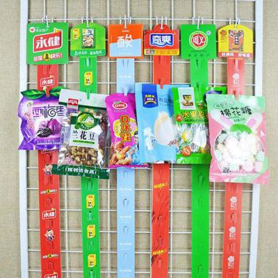 China Hang Snack Display Supermarket Shelf Modern Hanger Plastic Hanging Strips Store Retail for sale