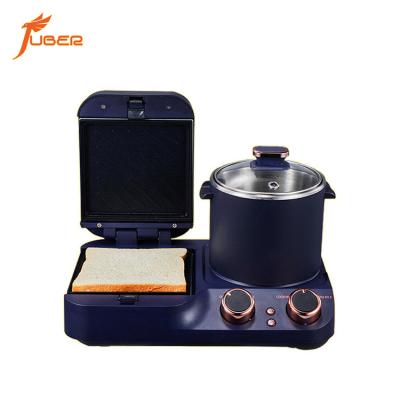 China Wholesale Outdoor Family Size Electric Breakfast Station With Fry Pot-Food Pan-Boil Steamer All In One Breakfast Maker for sale