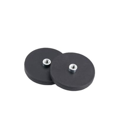 China Multifunctional Industrial Magnet Round Coated Rubber Jacket Ndfeb Magnets Magnet Assembly D43*H6.5*L10.5-M4*d8 for sale