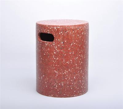 China Storage Custom Cylinder Shape Handmade Concrete Terrazzo Fine Quality Garden Stool for sale