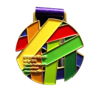 China Customizable Personalized China Logo Rainbow Running Medal And Ribbons Folk Crafts for sale