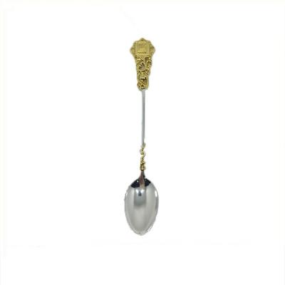 China Customized Sustainable Bronze Silver Decorative Gold Tea Spoon for sale