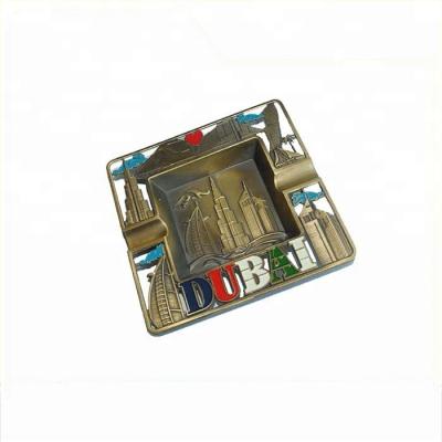 China Decoration Souvenir Feature Regional Iron Dubai Zinc Metal Brass Ashtray for sale