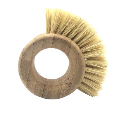 China Sustainable House Use Fiber Kitchen Dish Cleaning Round Brush Wooden Bamboo Bowl Pan Pot Sisal Bristle Brushes Dishes for sale