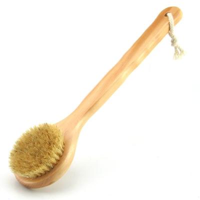 China Handle Long 33CM Natural Wooden Handle Long Bathing Bristle Brush Body And Back Scrubber Massager Shower Brush Skin Spa For Shower Cleaning for sale