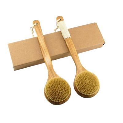 China Long Handle Body Brush For Dry Skin Sweeping For Exfoliating Skin And Bath Bamboo Brush With Long Handle for sale