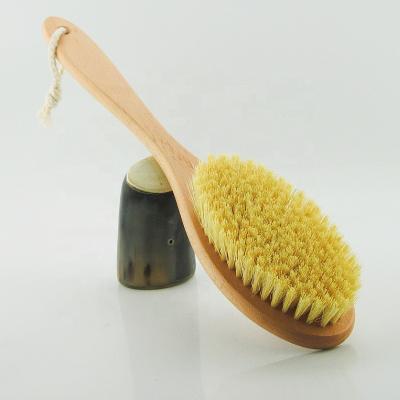 China All Natural Sisal Brush Wooden Body Spa Shower Brush Bath Massage Brushes Natural Long Handle Scrubber for sale